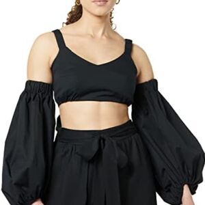 TEREA Women's Serenity Tie Back Crop Top, Sleeveless in Black. XL. NWT!